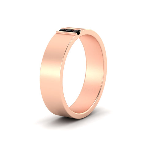 3 Stone Mens Flat Gemstone Band