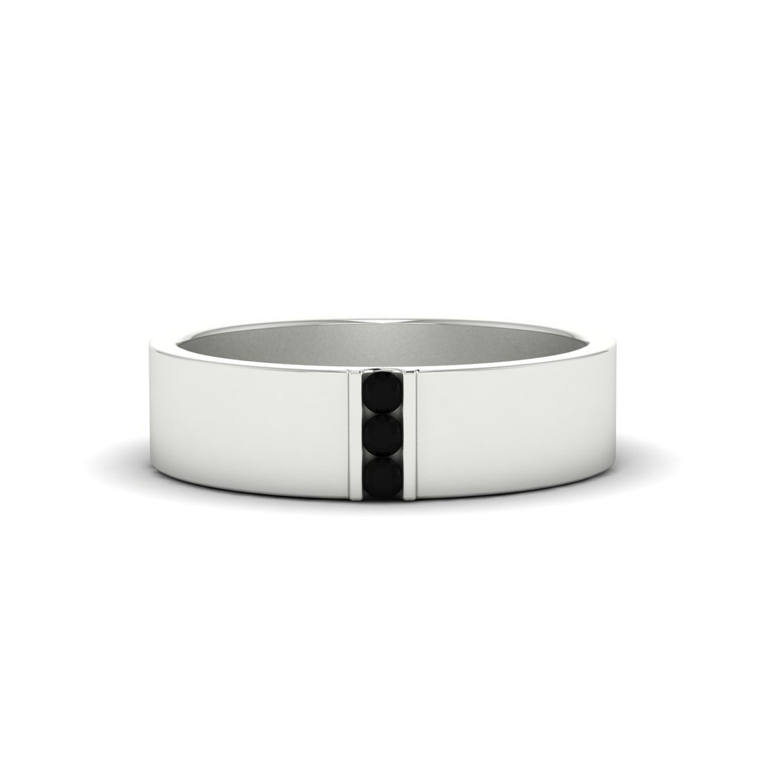 3 Stone Mens Flat Gemstone Band