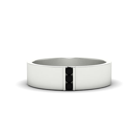 3 Stone Mens Flat Gemstone Band