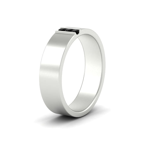 3 Stone Mens Flat Gemstone Band