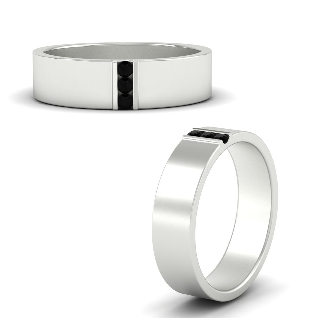 3 Stone Mens Flat Gemstone Band