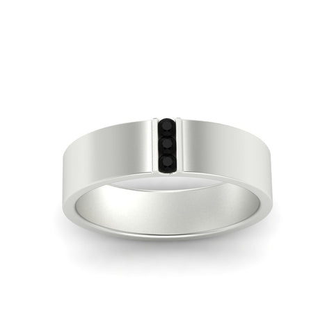 3 Stone Mens Flat Gemstone Band