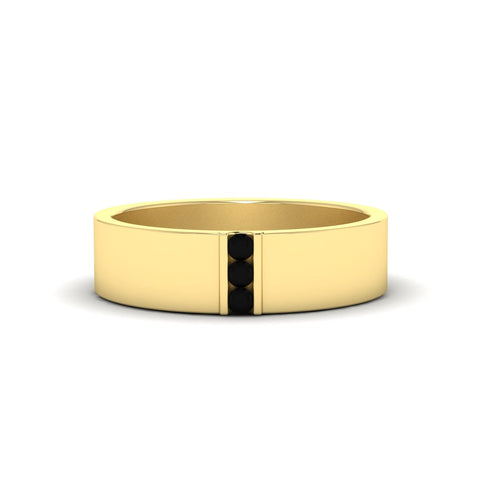 3 Stone Mens Flat Gemstone Band