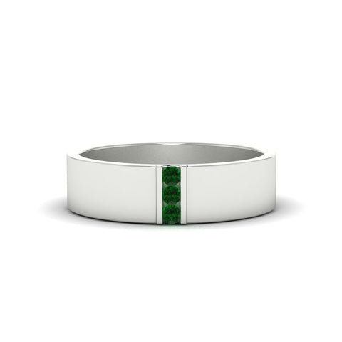 3 Stone Mens Flat Gemstone Band