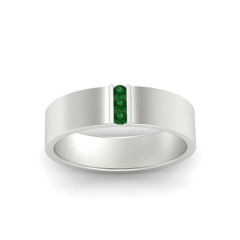 3 Stone Mens Flat Gemstone Band