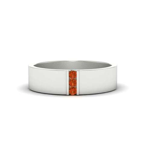 3 Stone Mens Flat Gemstone Band