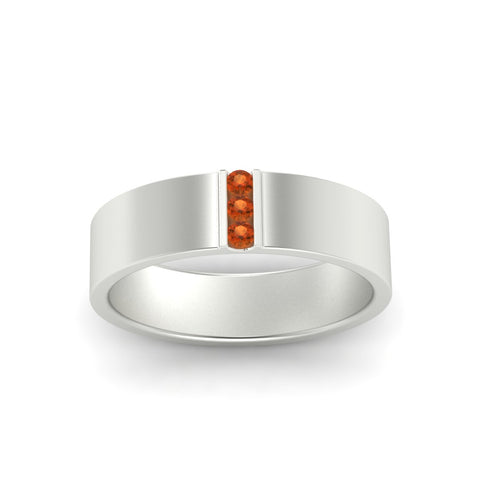 3 Stone Mens Flat Gemstone Band