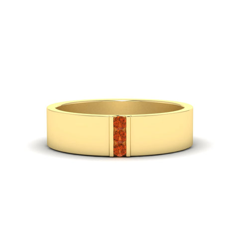 3 Stone Mens Flat Gemstone Band