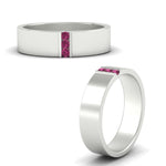 Load image into Gallery viewer, 3 Stone Mens Flat Gemstone Band
