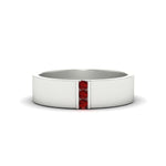 Load image into Gallery viewer, 3 Stone Mens Flat Gemstone Band
