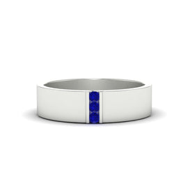 3 Stone Mens Flat Gemstone Band