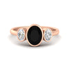 Load image into Gallery viewer, 3-stone-oval-bezel-black-diamond-engagement-ring-in-rose-gold-fd11546gblack-nl-rg