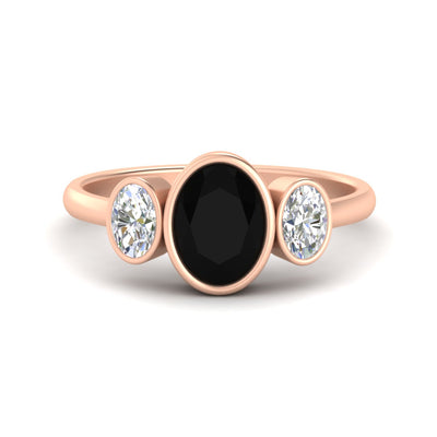 3 Stone Oval Bezel Gemstone Engagement Ring