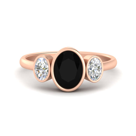 3 Stone Oval Bezel Gemstone Engagement Ring