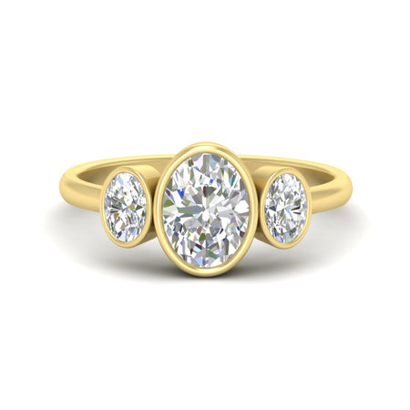 Oval Bezel 3 Stone Diamond Solitaire Engagement Ring
