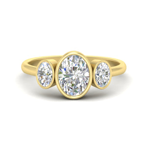 Oval Bezel 3 Stone Diamond Solitaire Engagement Ring