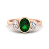 Load image into Gallery viewer, 3-stone-oval-bezel-emerald-engagement-ring-in-rose-gold-fd11546gemgr-nl-rg