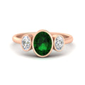 Thumbnail 9 - 3-stone-oval-bezel-emerald-engagement-ring-in-rose-gold-fd11546gemgr-nl-rg