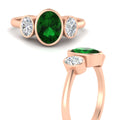 Thumbnail 10 - 3-stone-oval-bezel-emerald-engagement-ring-in-rose-gold-fd11546gemgr-nl-rg