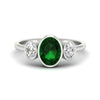 Load image into Gallery viewer, 3-stone-oval-bezel-emerald-engagement-ring-in-white-gold-fd11546gemgr-nl-wg