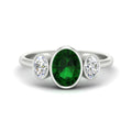 Thumbnail 5 - 3-stone-oval-bezel-emerald-engagement-ring-in-white-gold-fd11546gemgr-nl-wg