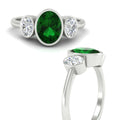 Thumbnail 6 - 3-stone-oval-bezel-emerald-engagement-ring-in-white-gold-fd11546gemgr-nl-wg