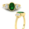 Load image into Gallery viewer, 3-stone-oval-bezel-emerald-engagement-ring-in-yellow-gold-fd11546gemgr-nl-yg