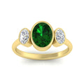 Thumbnail 3 - 3-stone-oval-bezel-emerald-engagement-ring-in-yellow-gold-fd11546gemgr-nl-yg
