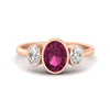 Load image into Gallery viewer, 3-stone-oval-bezel-pink-sapphire-engagement-ring-in-rose-gold-fd11546gsadrpi-nl-rg