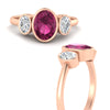 Load image into Gallery viewer, 3-stone-oval-bezel-pink-sapphire-engagement-ring-in-rose-gold-fd11546gsadrpi-nl-rg