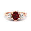 Load image into Gallery viewer, 3-stone-oval-bezel-ruby-engagement-ring-in-rose-gold-fd11546grudr-nl-rg