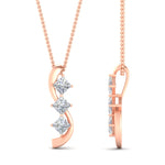 Load image into Gallery viewer, 3-stone-princess-cut-diamond-necklace-in-rose-gold-FDPD11479ANGLE2-NL-RG