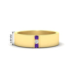 Load image into Gallery viewer, 3-stone-purple-topaz-wedding-anniversary-band-for-men-in-yellow-gold-fdm8111bgvito-nl-yg-hw.jpg
