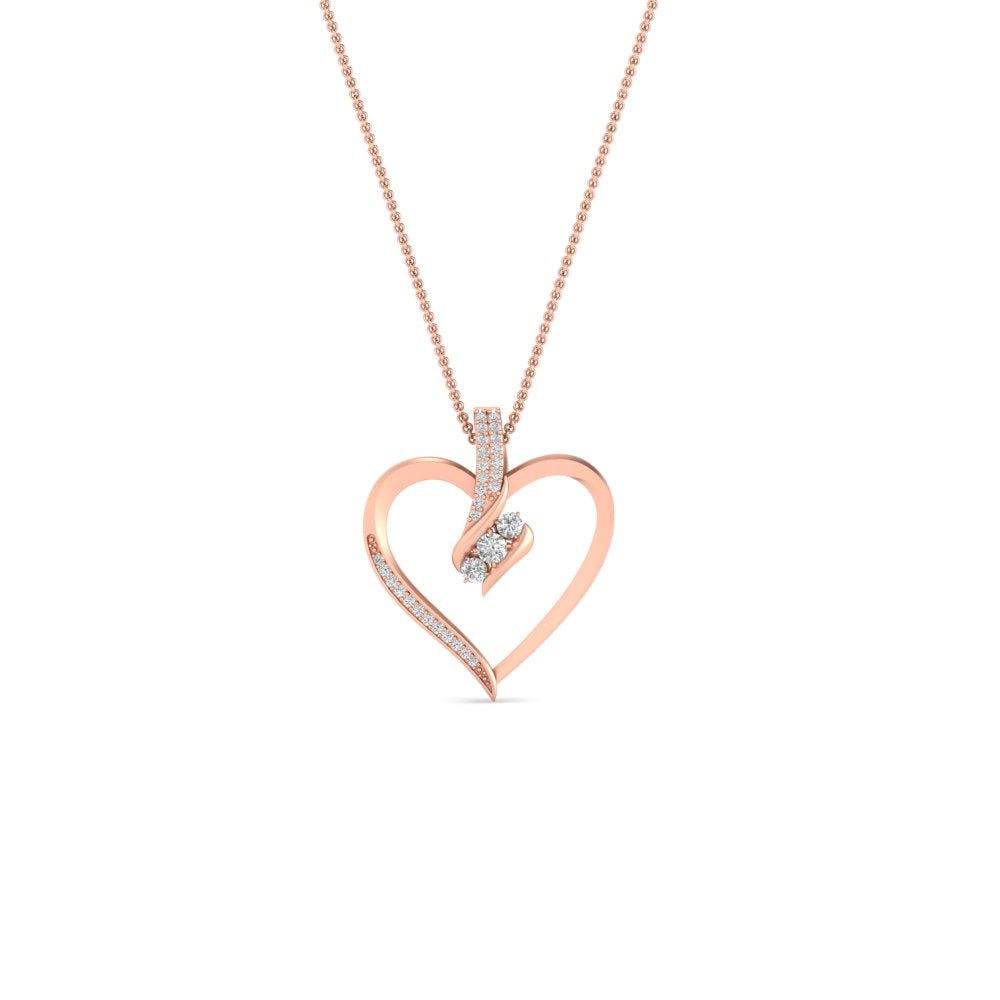 3 Stone Round Heart Pendant