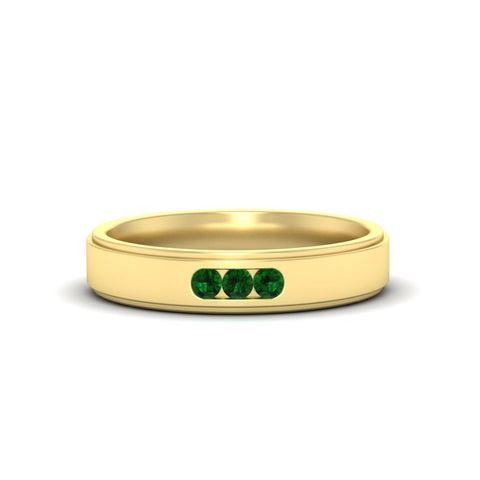 3-stone-round-emerald-channel-set-mens-wedding-ring-in-yellow-gold-fdm10340rogemgr-nl-yg