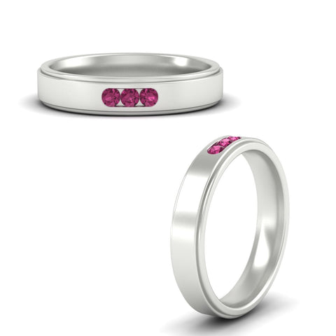 3-stone-round-pink-sapphire-channel-set-mens-wedding-ring-in-white-gold-fdm10340rogsadrpiangle3-nl-wg
