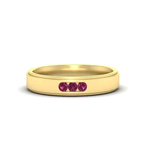 3-stone-round-pink-sapphire-channel-set-mens-wedding-ring-in-yellow-gold-fdm10340rogsadrpi-nl-yg