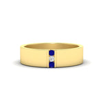 Load image into Gallery viewer, 3-stone-sapphire-wedding-anniversary-band-for-men-in-yellow-gold-fdm8111bgsabl-nl-yg.jpg

