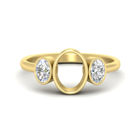 Semi Mount Bezel 3 stone Diamond Engagement Ring