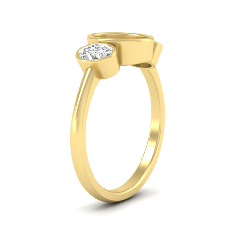 Semi Mount Bezel 3 stone Diamond Engagement Ring