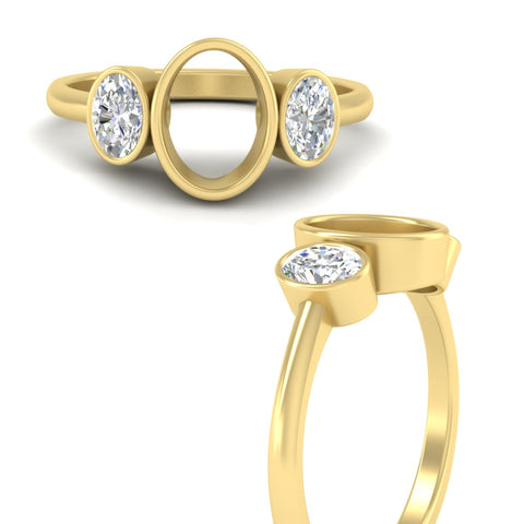 Semi Mount Bezel 3 stone Diamond Engagement Ring