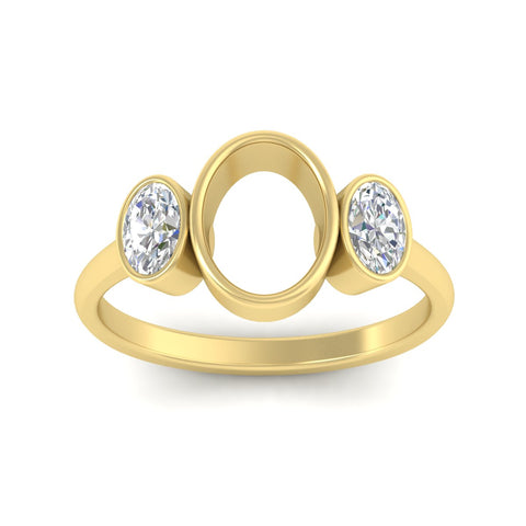 Semi Mount Bezel 3 stone Diamond Engagement Ring