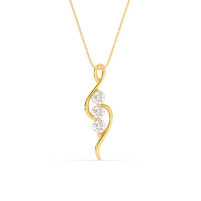 3 Stone Swirl Diamond Pendant