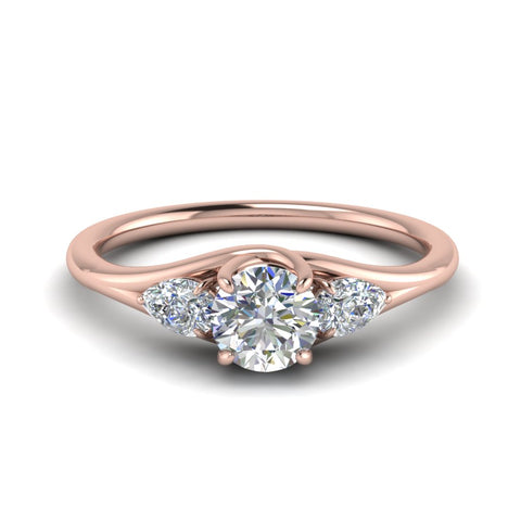 Round And Pear Shape 3 Stone Trellis Ring