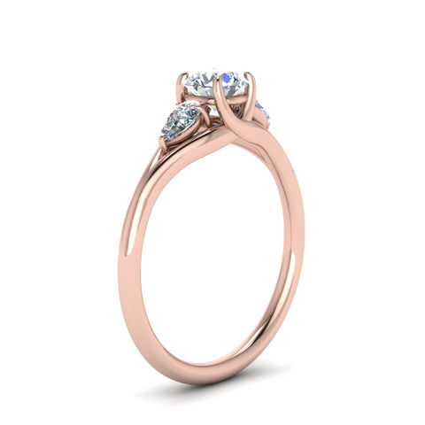 Round And Pear Shape 3 Stone Trellis Ring