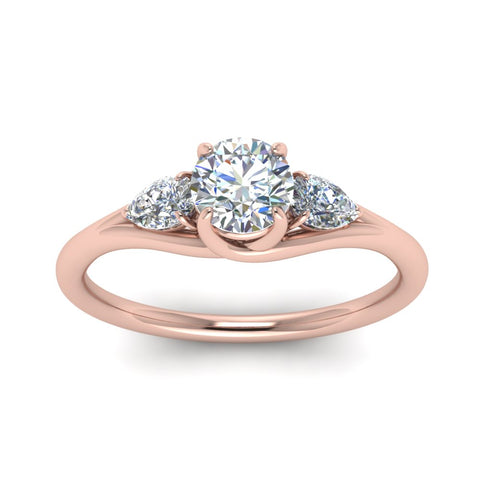 Round And Pear Shape 3 Stone Trellis Ring