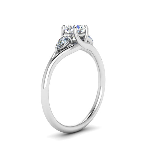 Round And Pear Shape 3 Stone Trellis Ring