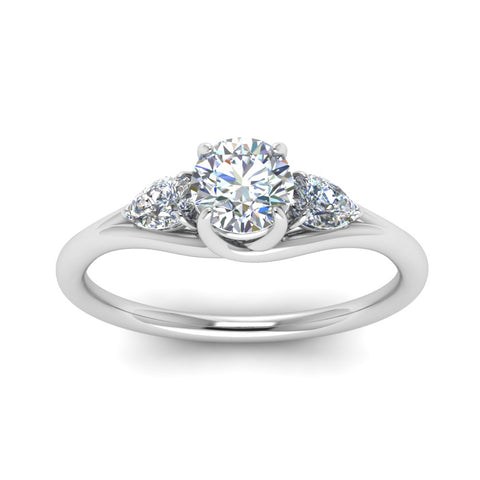 Round And Pear Shape 3 Stone Trellis Ring