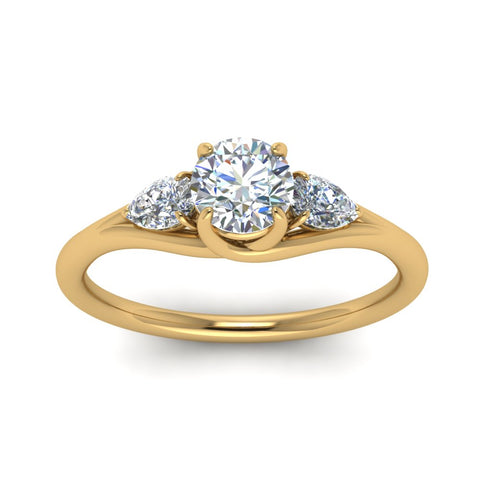 Round And Pear Shape 3 Stone Trellis Ring