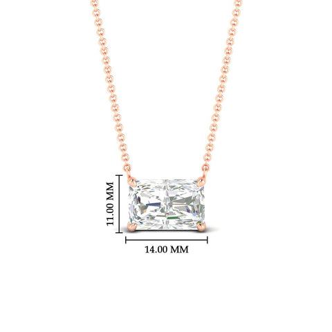 Horizontal Radiant Diamond Solitaire Pendant